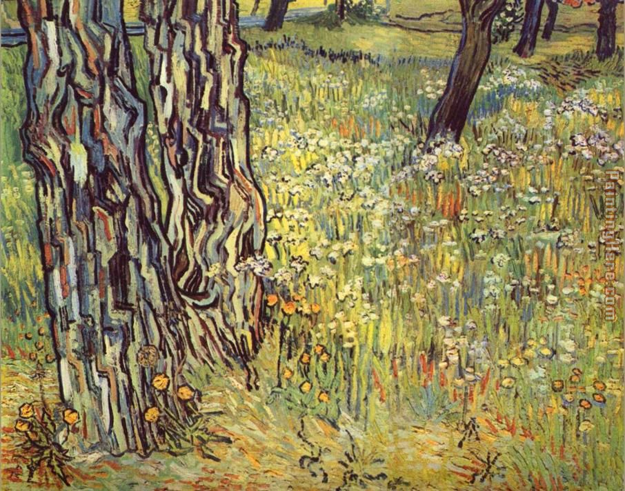 Tree trunks painting - Vincent van Gogh Tree trunks art painting